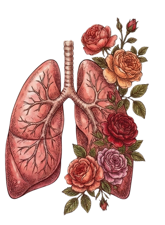 imagem de uma ilustração de pulmão com flores